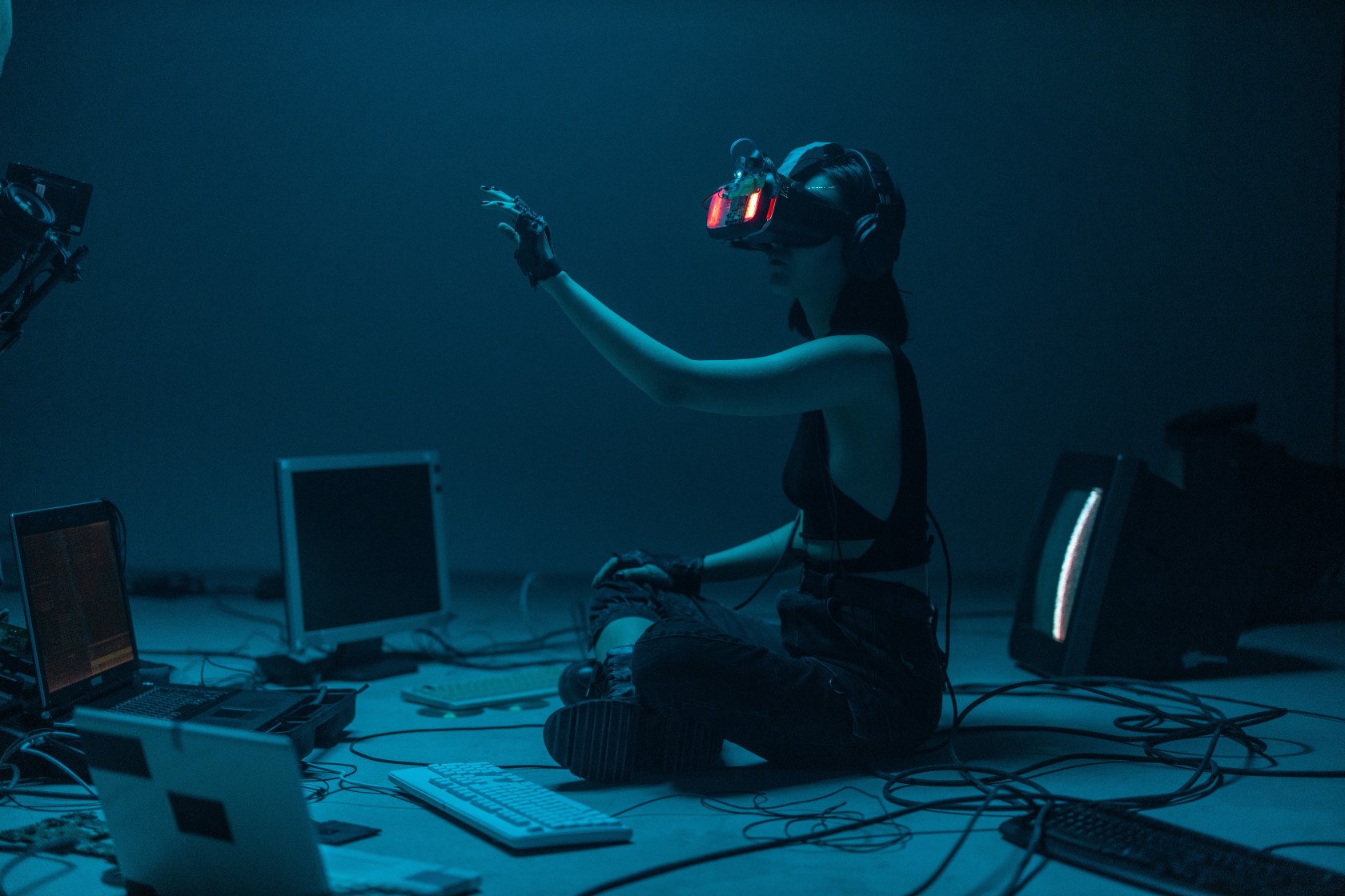 person with VR headset on